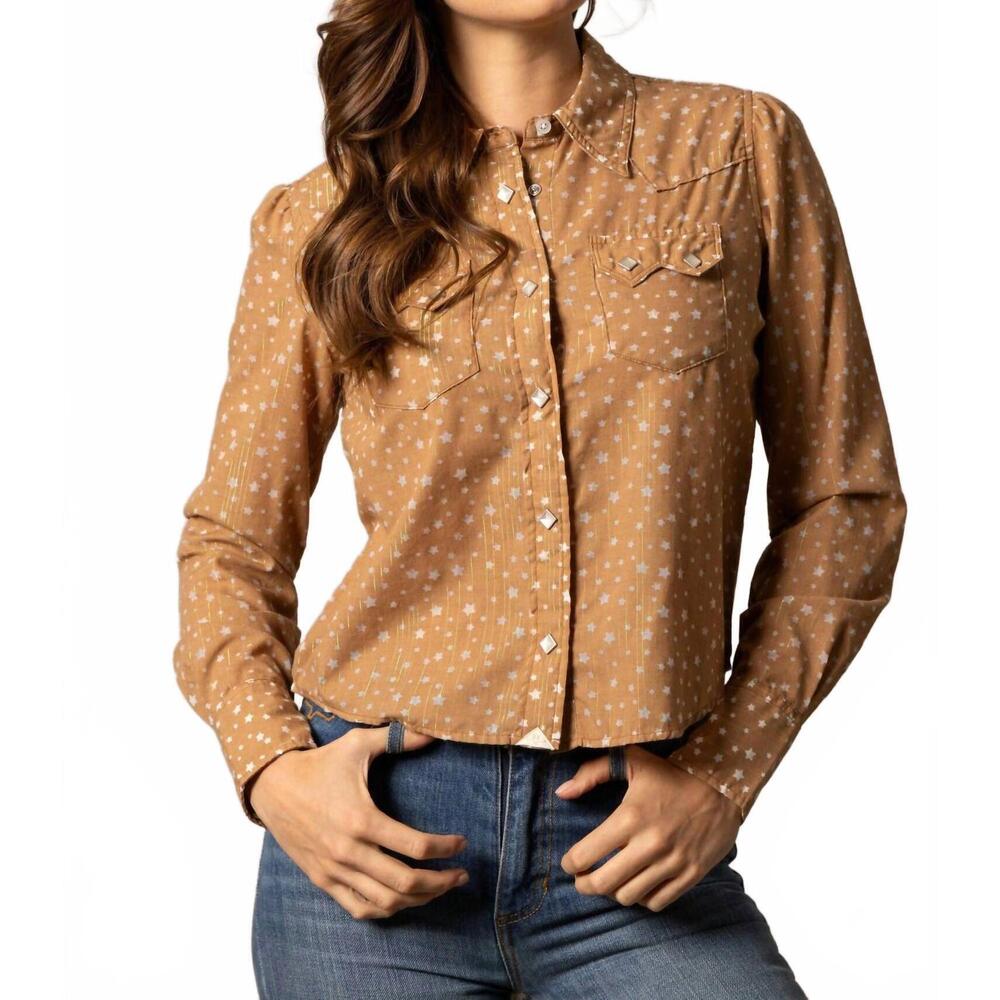 NEW KIMES RANCH etoile blouse shirt in tobacco